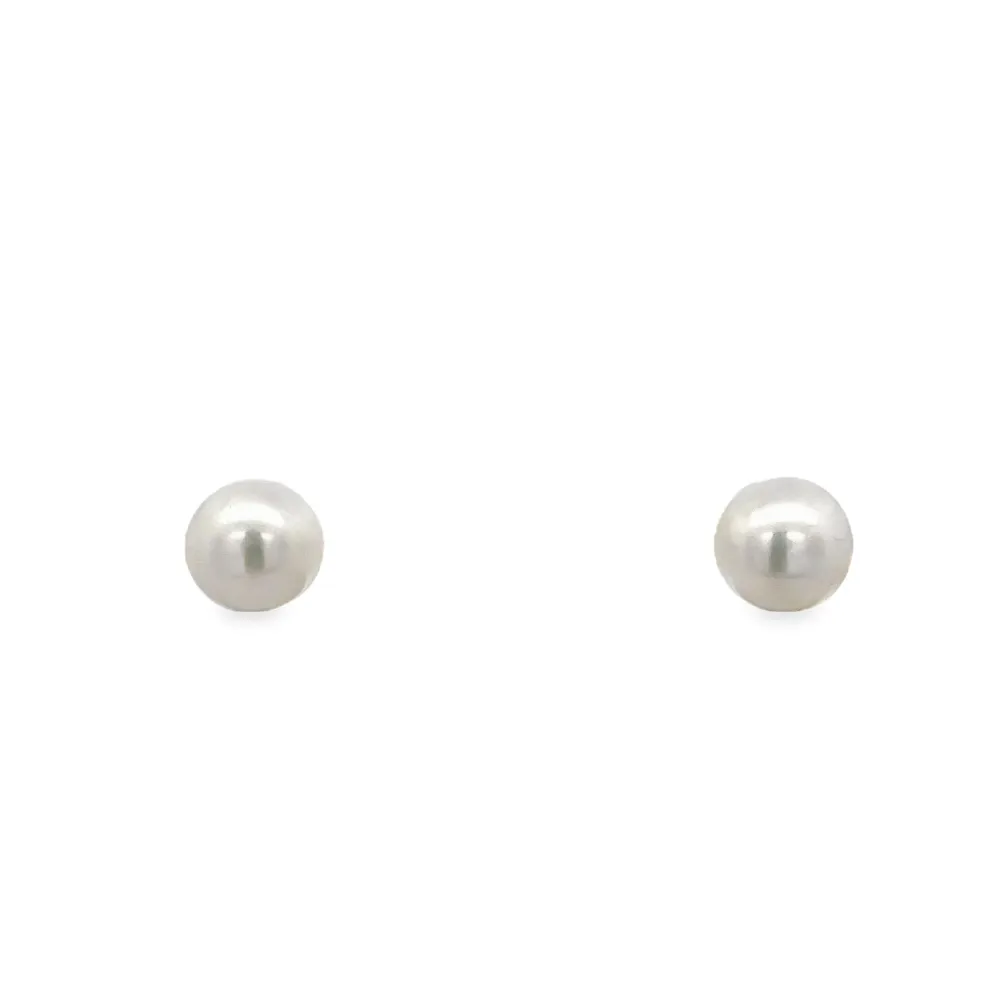 18KW ROUND PEARL STUD 9MM EARRINGS