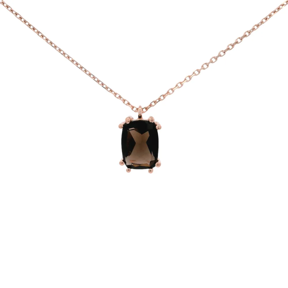 925RG SOLITARY BAGUETTE SMOKY QUARTZ 9MM NECKLACE