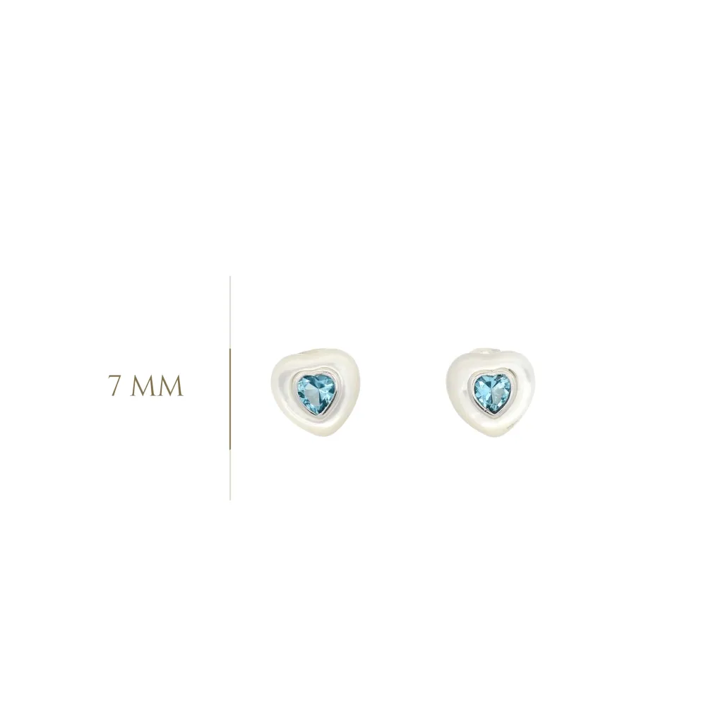 925SL HEART SKY AZUL CZ AND SHELL PEARL EARRINGS