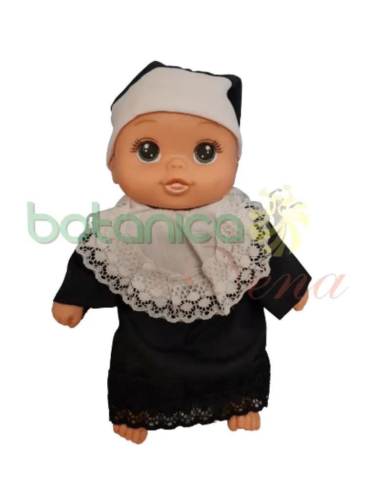 Baterí de 9V Bebe Vestida de Monja- 9"x5"