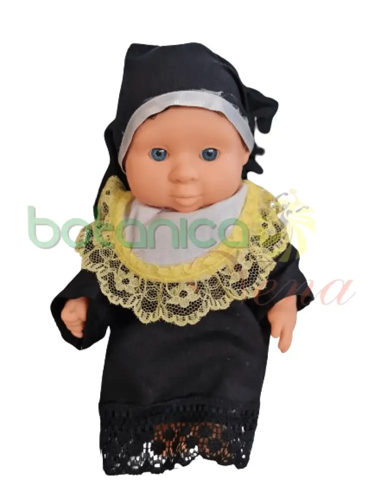 Baterí de 9V Bebe Vestida de Monja- 9"x5"