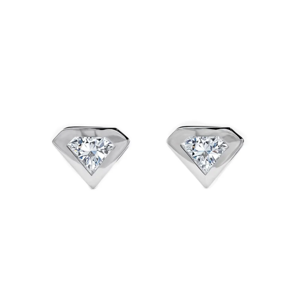 Baterías Recargables Pendientes Mujer-Niñ Oro Blanco 9K Diamante Circonita Brillo