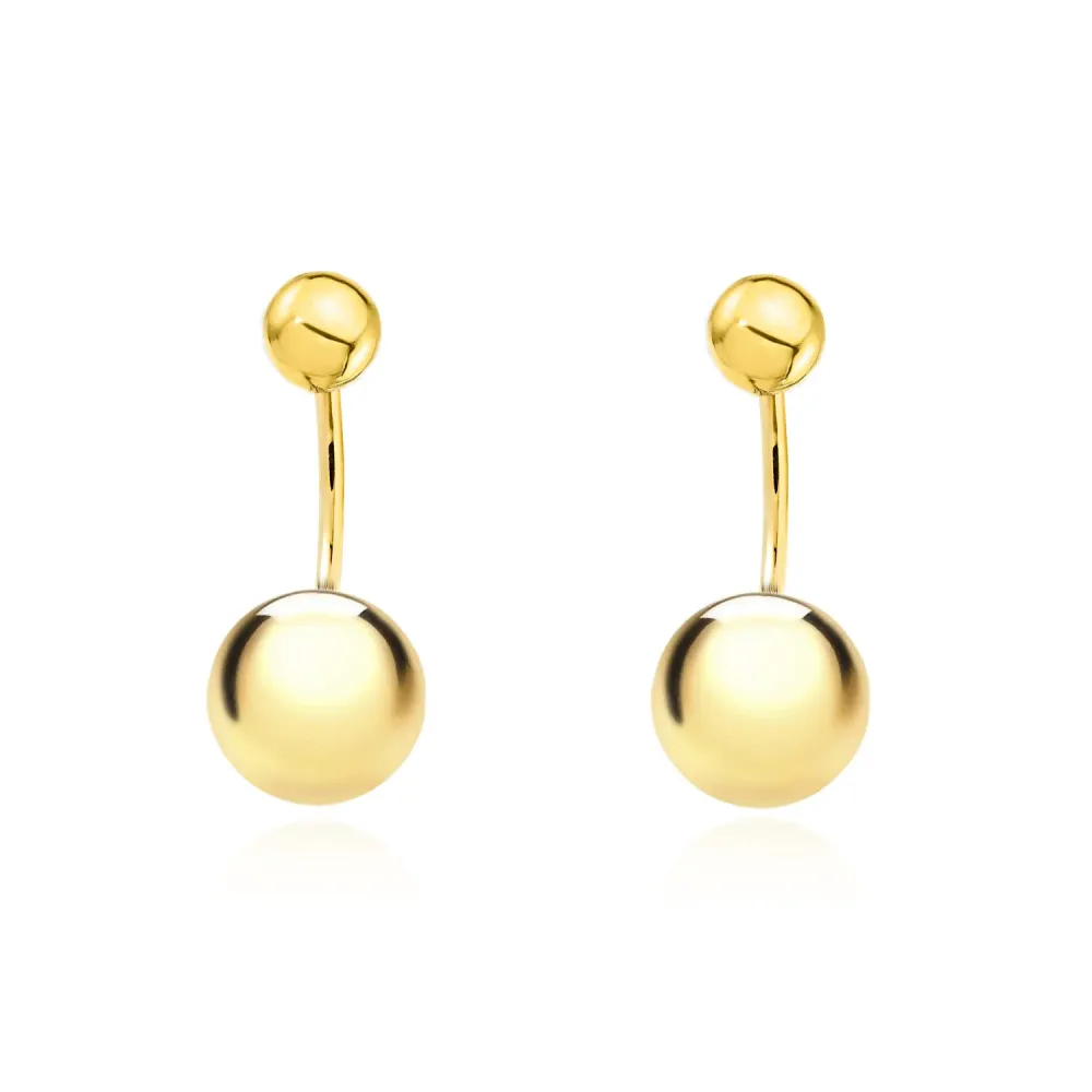 Cargador Inteligente Pendientes Mujer-Niñ Oro Amarillo 9K Doble Bola Brillo