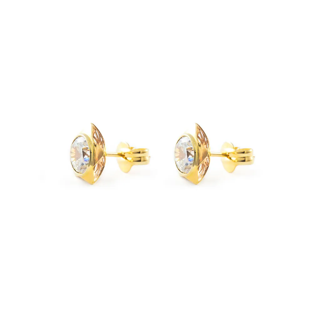 Certificadas CE Pendientes Mujer-Niñ Oro Amarillo 9K Estrella Circonita Brillo