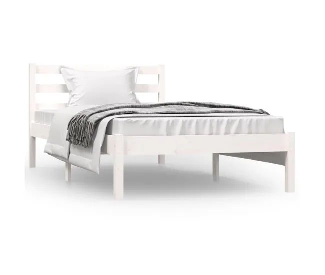 Estructura de cama madera maciza de pino blanco 90x190 cm