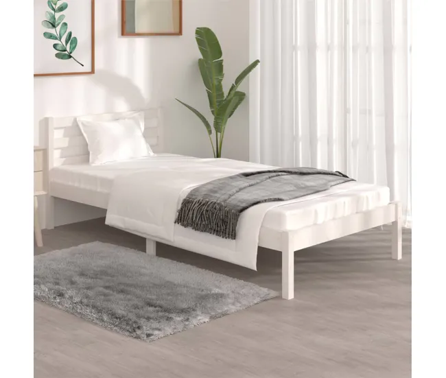 Estructura de cama madera maciza de pino blanco 90x190 cm