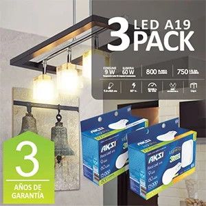 FOCO LED 9W LUZ CÁLIDA 3 PACK | Recargables 1000 Veces |