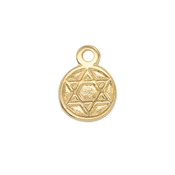 Mini Dije Chapa Religioso Estrella de David 13x9.5mm Dorado