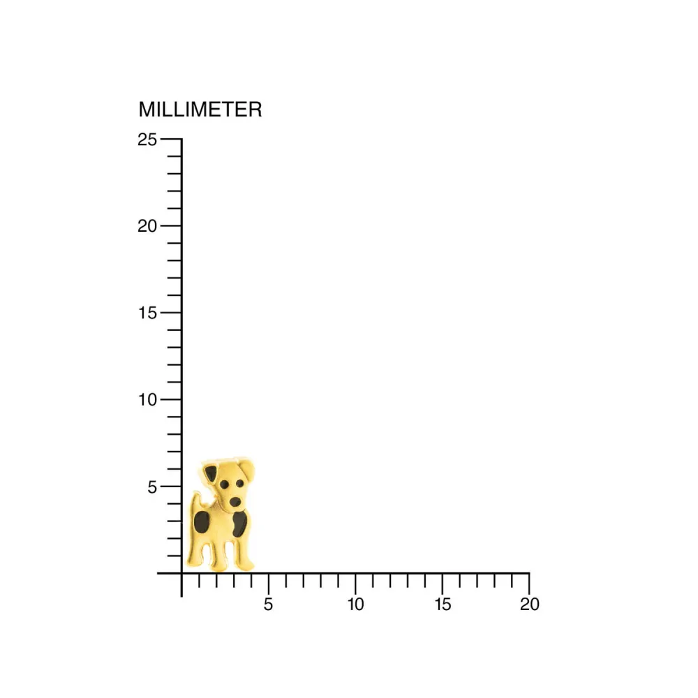 Pendientes Niñ Oro Amarillo 9K Perro Negro Mate para Mandos Distancia