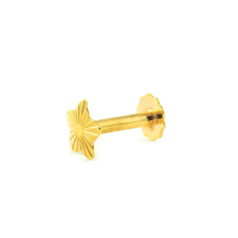 Piercing Oro Amarillo 9K Cartilago Estrella Tallado de Baja Autodescarga