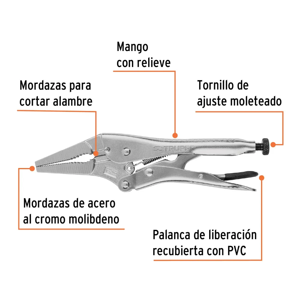 Pinza de presión 9", punta larga con Certificación RoHS