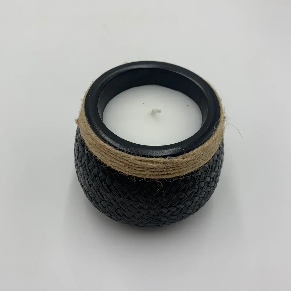 Portavelas negro cuerda 11x9 cm Listas para Usar