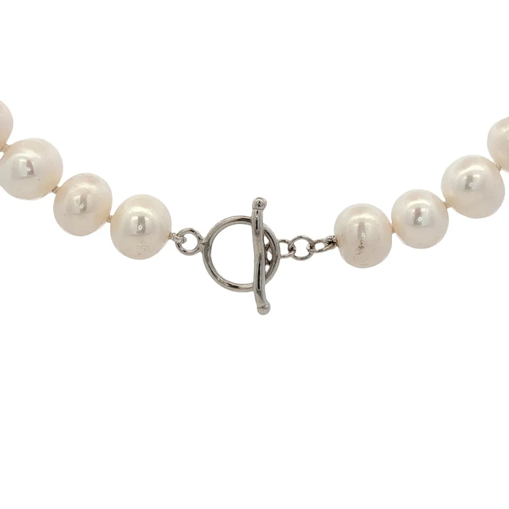 2 STRANDS MARFIL PEARL 9MM TOGGLE CLASP NECKLACE