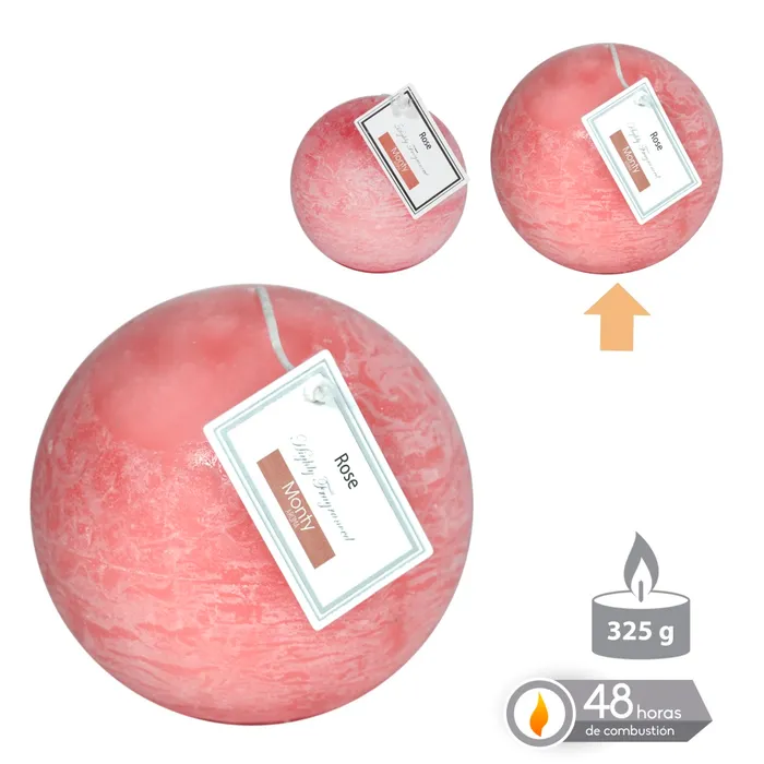 Vela bola perfumada rosa rose 9 cm con Garantí