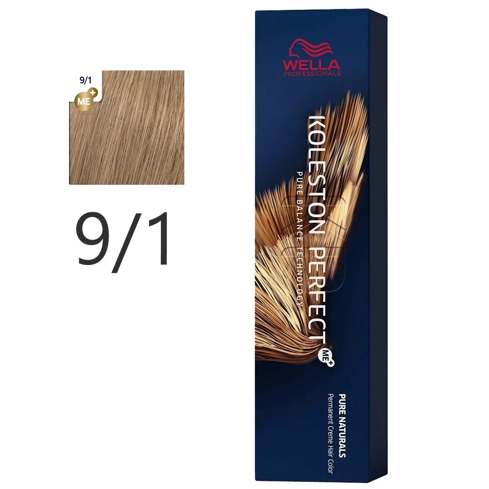 Wella - Crema Permanente Koleston PerfectMe+ 9/1 Rubio Ceniza Muy Evidente 60 ml Resistentes Derrames