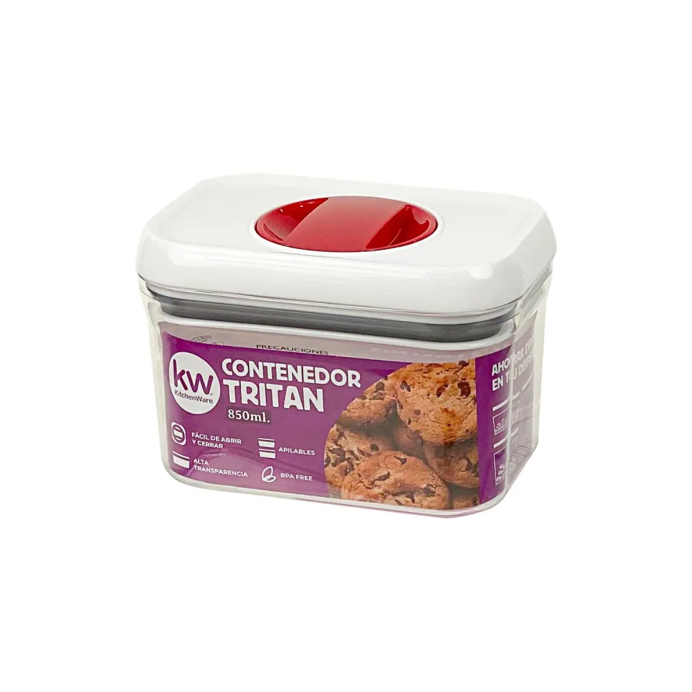 CONTENEDOR HERMETICO RECTANGULAR TRITAN 850ML en Presentación de 3 Unidades