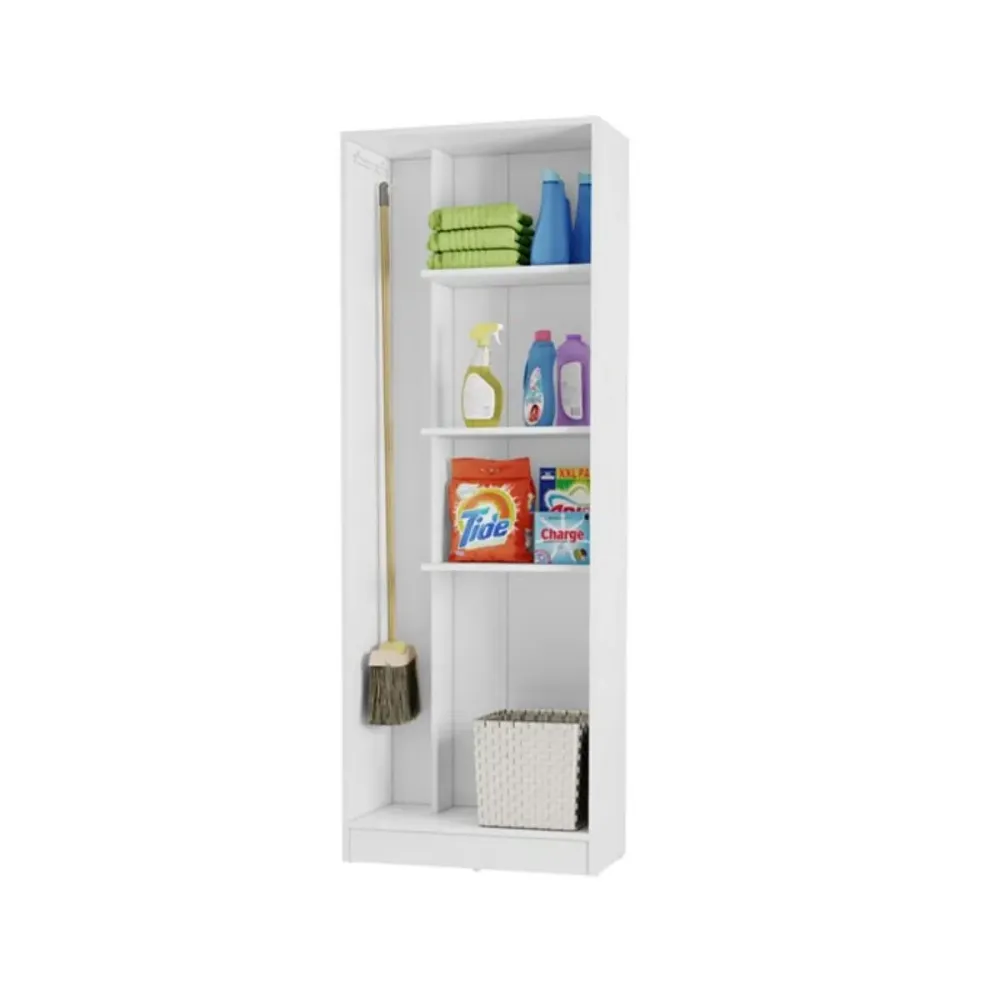 Armario escobero Ares 2 puertas + 3 estantes + 2 compartimentos blanco 170x61x32 cm