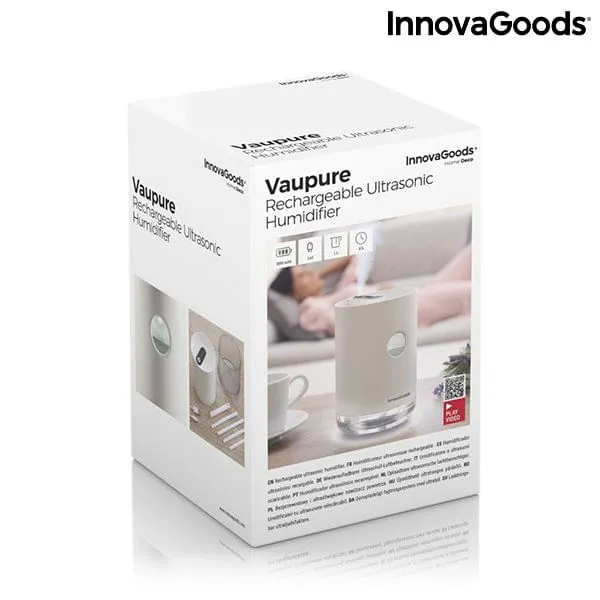 Humidificador Ultrasónico Recargable Vaupure InnovaGoods | No Tóxico | Inodoro