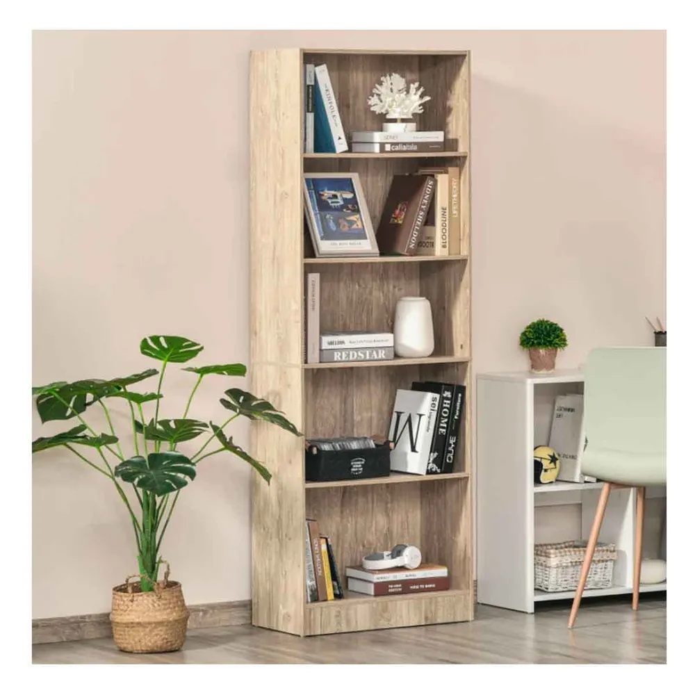 Estanterí Homcom 5 niveles ajustables madera puro 176x63x29,5 cm