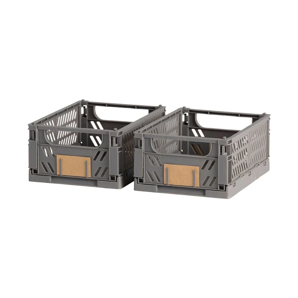 CAJA ALMACENAJE PLEGABLE GRIS 25 x 16,5 x 10 cm SET 2 PIEZAS DAY