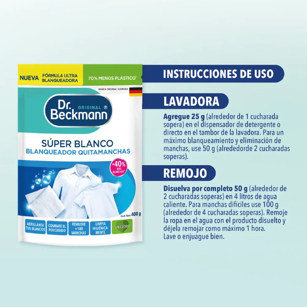 Dr. Beckmann Super Blanco Blanqueador 400 gr.