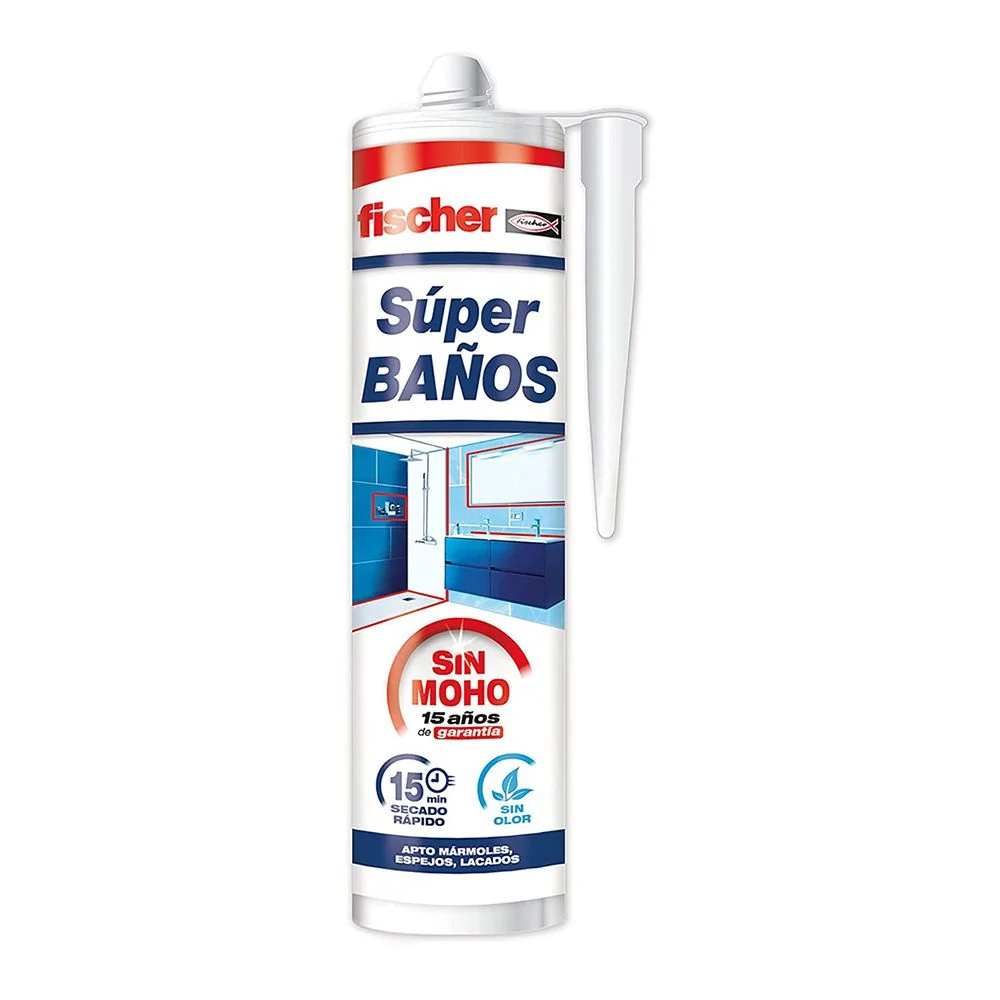 SILICONA SUPER BAÑOS SIN MOHO BLANCA 280 ml FISCHER