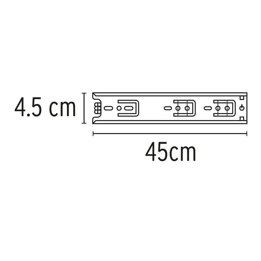 Bolsa con 2 correderas extensión 45 cm para cajón, ancho 4.5 cm Hermex