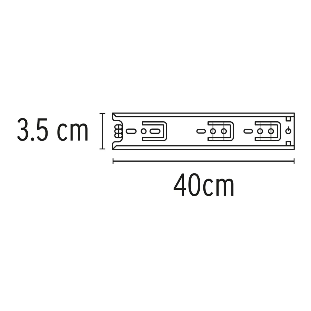 Bolsa con 2 correderas extensión 40 cm para cajón, ancho 3.5 cm Hermex