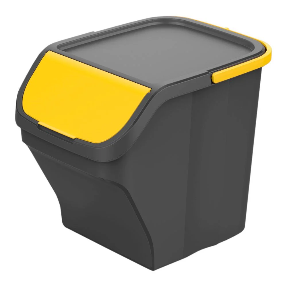 CUBO STACK´N SORT GRIS CON TAPA COLOR AMARILLO 30 x 40 x 34 cm 25 l MONDEX