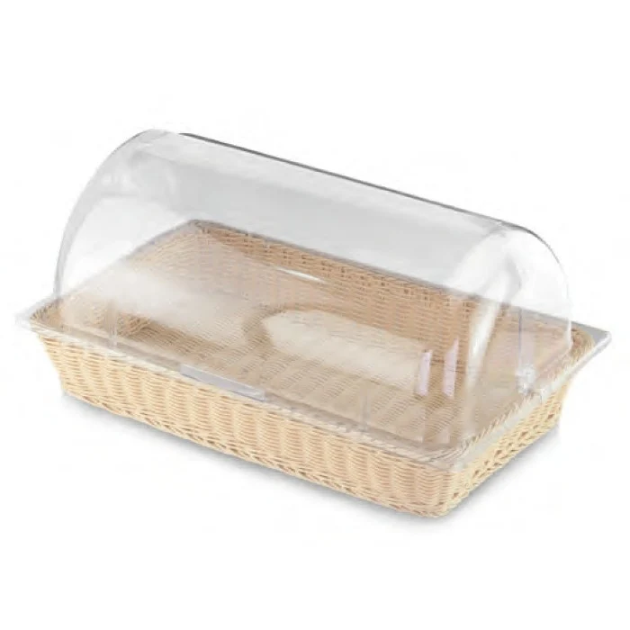 Canasta Rectangular con Domo Acrilico Tipo Mimbre Natural Perpetual