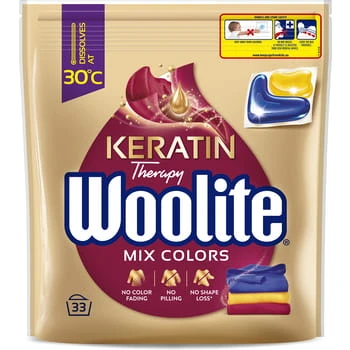 Cápsulas de gel de lavado con queratina para colores Woolite 33 uds. Reckitt Benckiser
