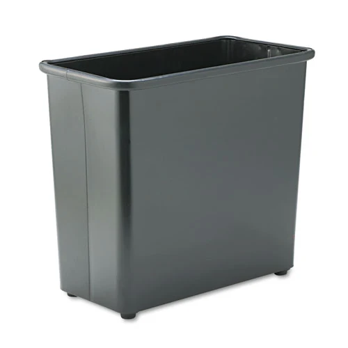 Papelera cuadrada y rectangular, 27,5 qt, acero, negro Safco®