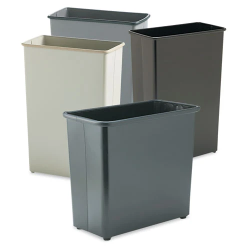 Papelera cuadrada y rectangular, 27,5 qt, acero, negro Safco®