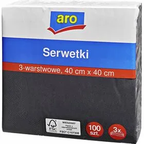 SERVILLETAS ARO DE 3 CAPAS NEGRAS 40 X 40 CM 100 PIEZAS