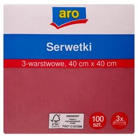 SERVILLETAS ROJAS ARO DE 3 CAPAS 40 X 40 CM 100 UNIDADES