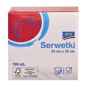 SERVILLETAS ROJAS ARO DE 3 CAPAS 33 X 33 CM 100 UNIDADES