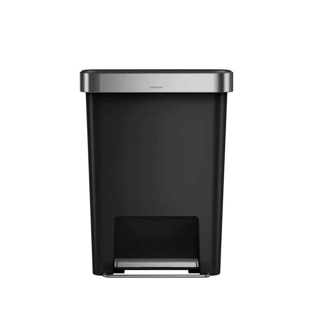 cubo rectangular con pedal de 45 litros con almacén de bolsas de basura simplehuman