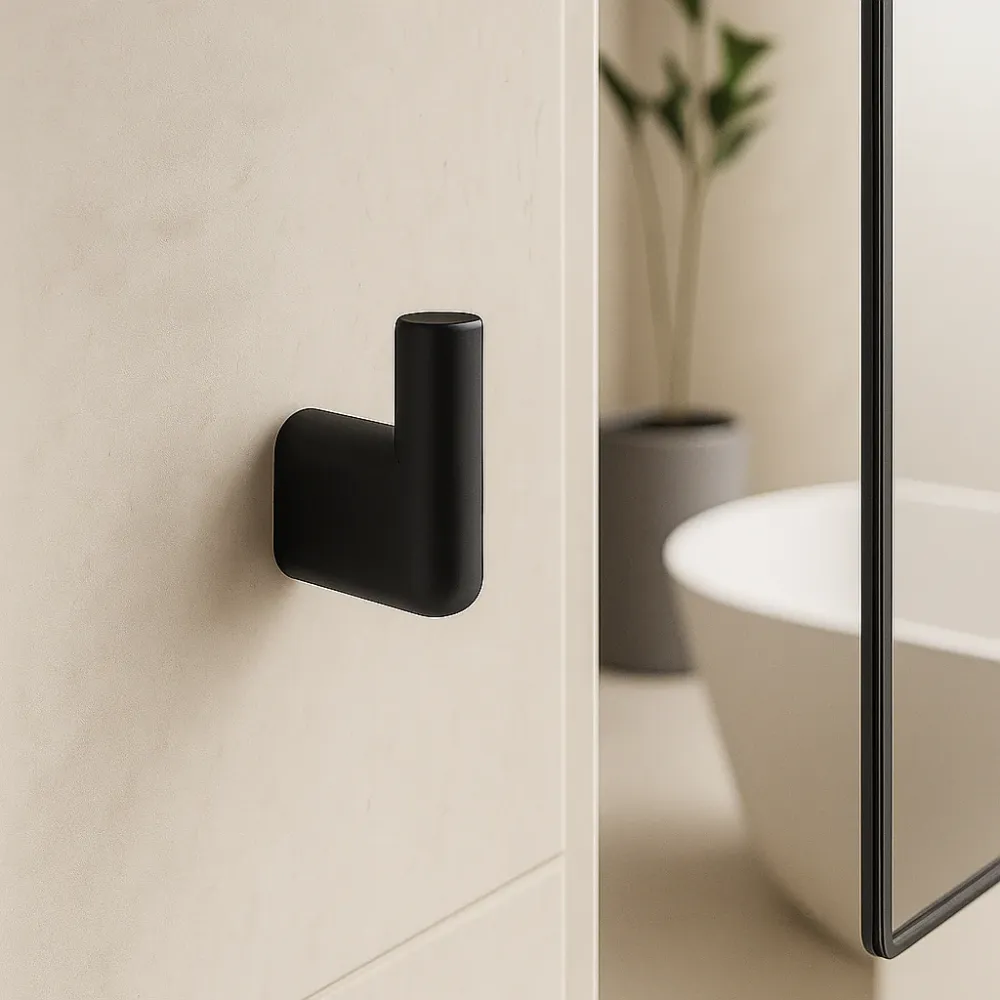 Percha Para Baño Negro Mate Tecnobath