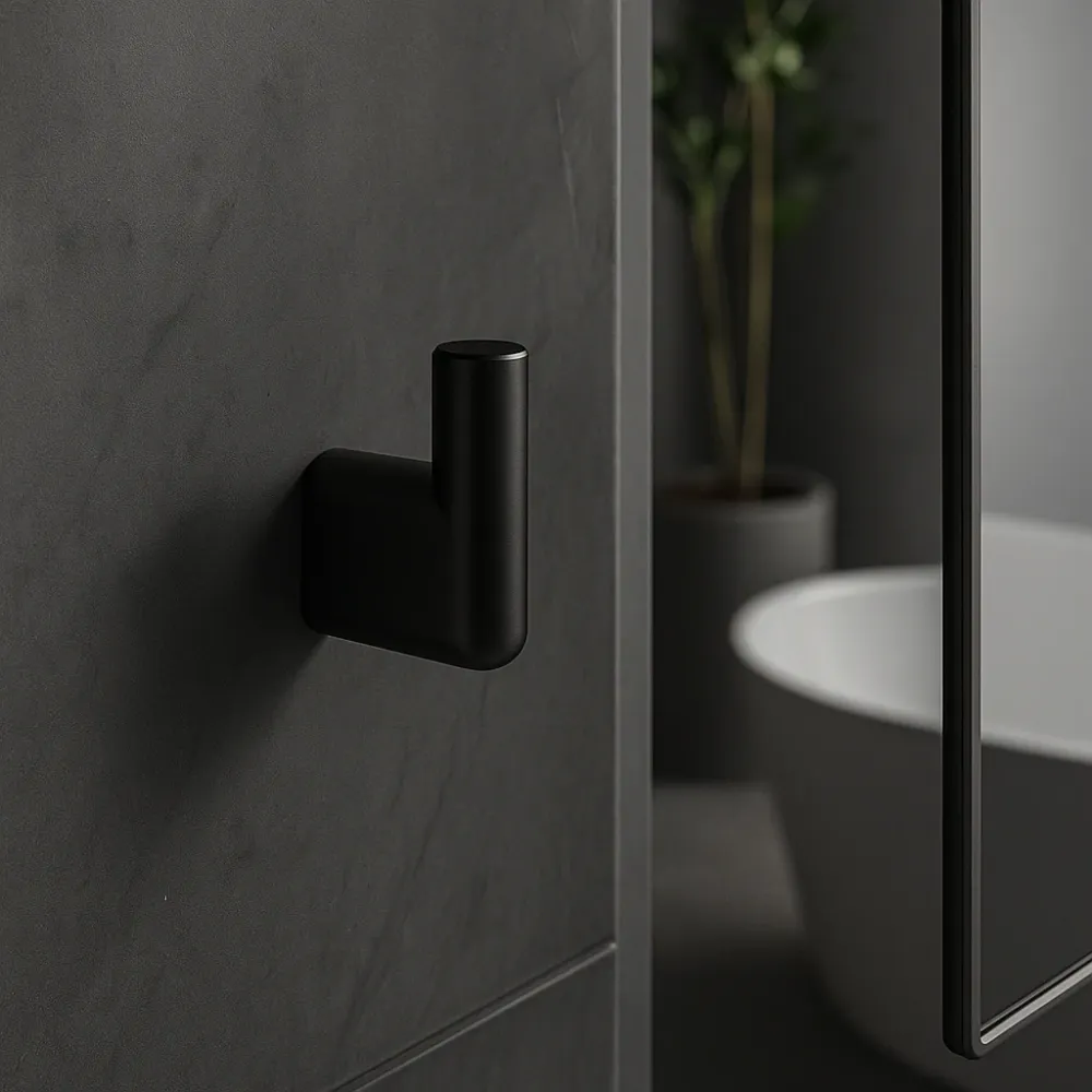 Percha Para Baño Negro Mate Tecnobath