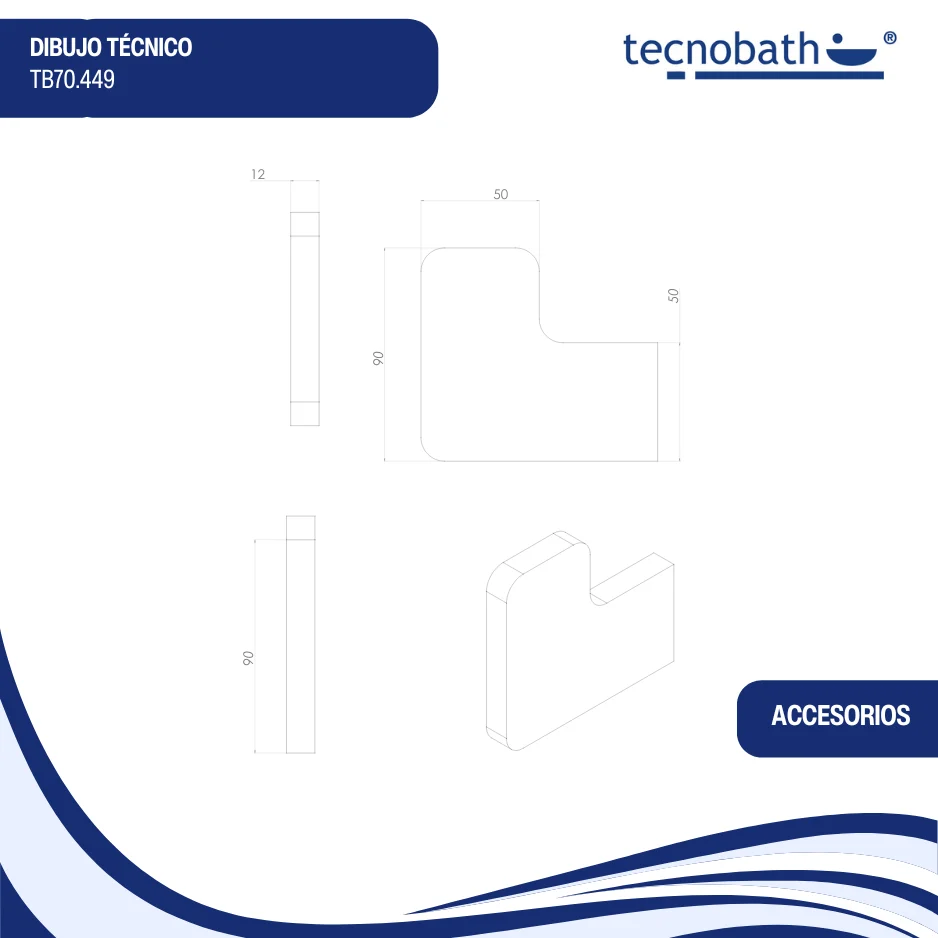 Percha Para Baño Negro Mate Tecnobath