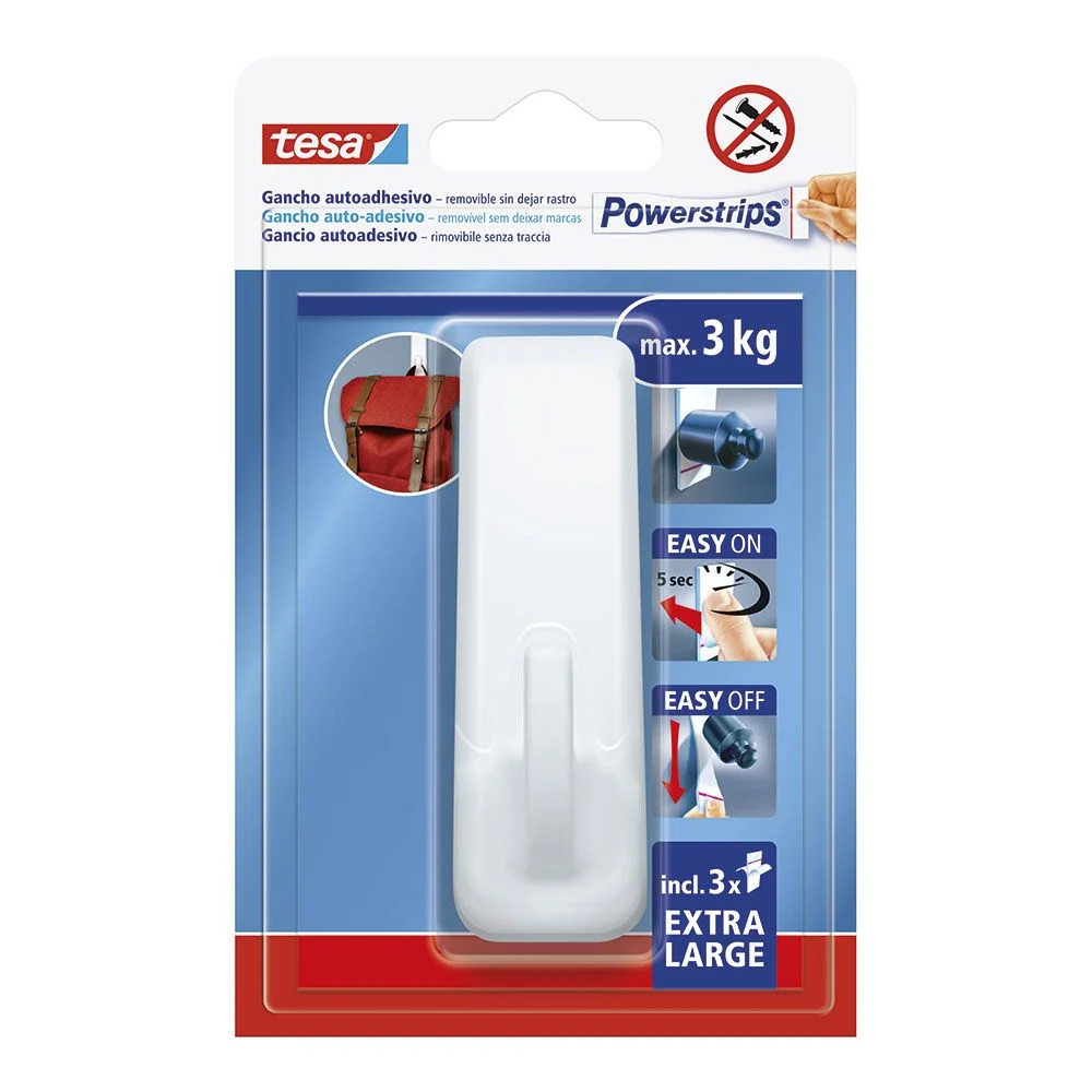 GANCHO AUTOADHESIVO POWERSTRIPS XL, BLANCO RECTANGULAR TESA