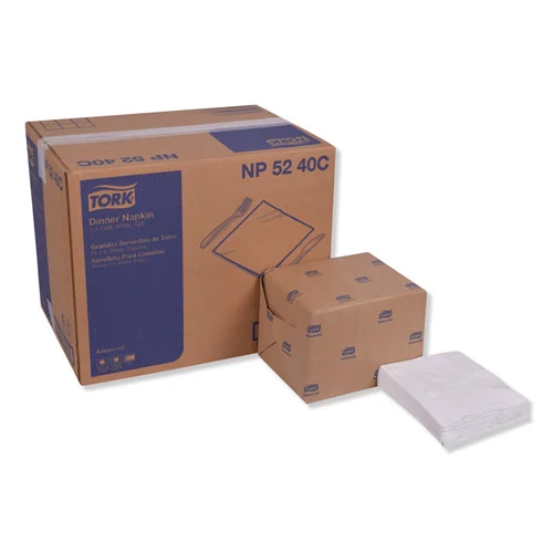Servilletas Advanced Dinner, 2 capas, 15" x 16.25", blancas, 375/paquete, 8 paquetes/cartón Tork®