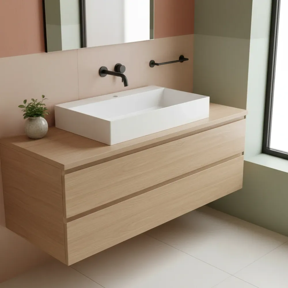 Lavabo de apoyo/colgado Azzurra serie Elegance Squared 61x40 cm - Blanco luminoso