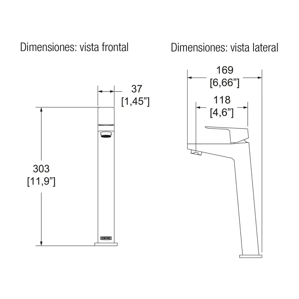 MONOMANDO DE LAVABO GRANDE SQUADRA E-937