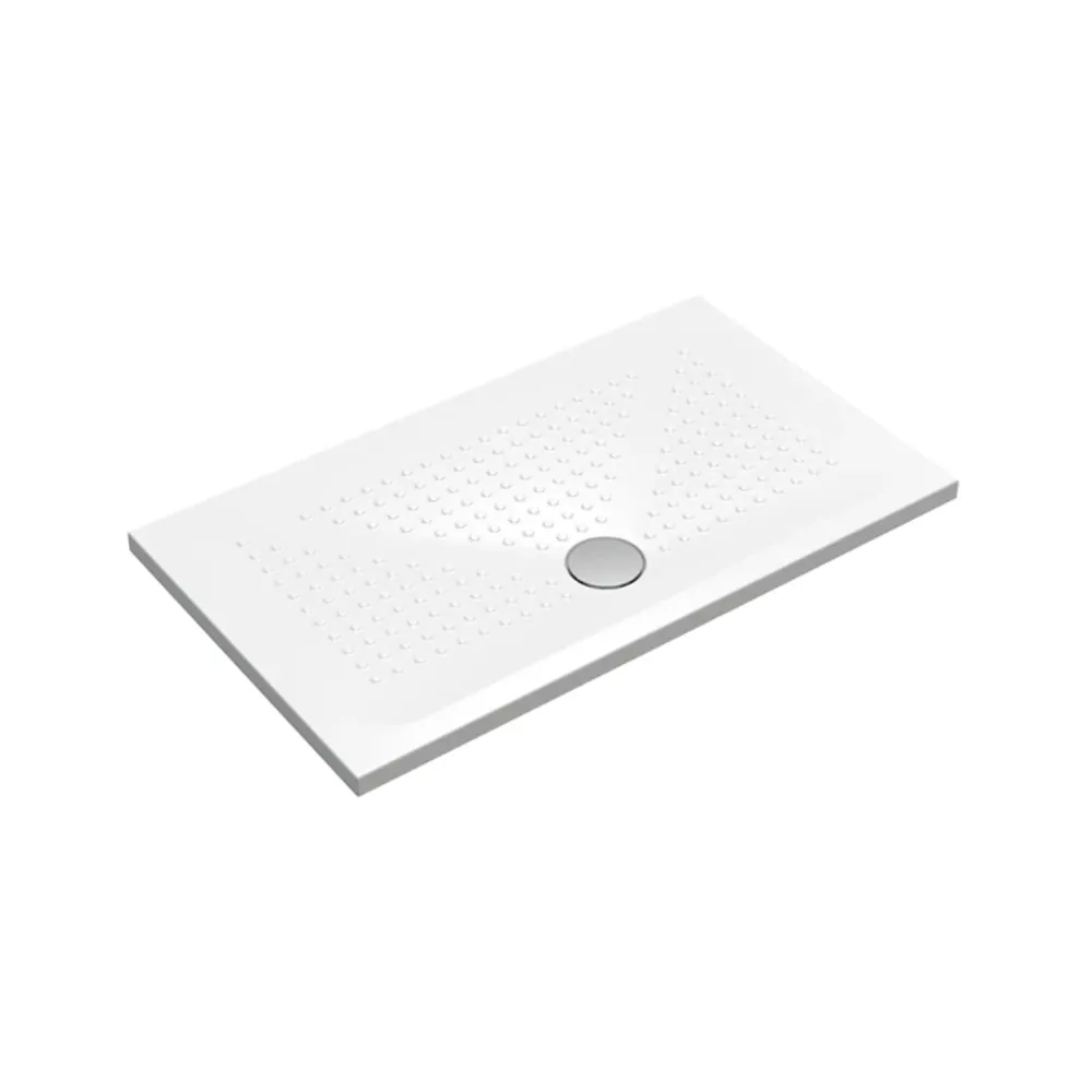 Plato de ducha rectangular de cerámica modelo Punto 80x100 cm - Blanco radiante